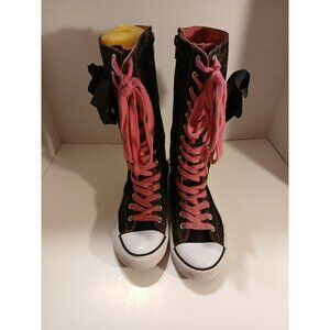 Jojo Siwa Lace Up Zipper Boot Sneakers Size 3 Black And Pink